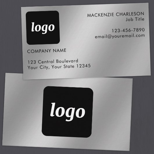 Carte De Visite Logo simple et texte effet argent