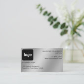Carte De Visite Logo simple et texte effet argent (Debout devant)