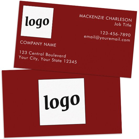 Carte De Visite Logo simple et texte noir Bourgogne rouge