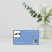 Carte De Visite Logo simple et texte QR Code bleu (Debout devant)
