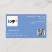 Carte De Visite Logo simple et texte QR Code bleu (Devant)