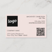 Carte De Visite Logo simple et texte QR Code bleu rose (Devant)