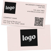Carte De Visite Logo simple et texte QR Code bleu rose