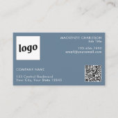Carte De Visite Logo simple et texte QR Code Dusty Blue Grey (Devant)