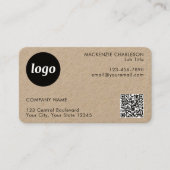 Carte De Visite Logo simple et texte QR Code Kraft (Devant)