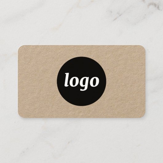 Carte De Visite Logo simple et texte QR Code Kraft (Dos)