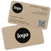 Carte De Visite Logo simple et texte QR Code Kraft