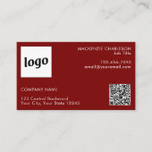 Carte De Visite Logo simple et texte QR Code noir Bourgogne rouge (Devant)