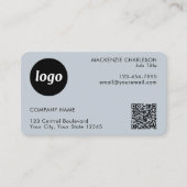 Carte De Visite Logo simple et texte QR Code Poudre bleu (Devant)
