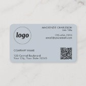 Carte De Visite Logo simple et texte QR Code Poudre bleu (Devant)