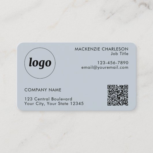 Carte De Visite Logo simple et texte QR Code Poudre bleu (Devant)