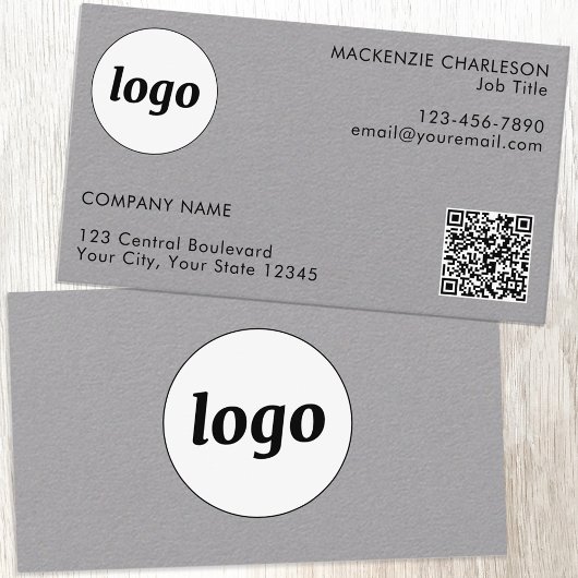 Carte De Visite Logo simple et texte QR Code Professionnel