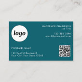 Carte De Visite Logo simple et texte QR Code Turquoise vert (Devant)