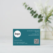 Carte De Visite Logo simple et texte QR Code Turquoise vert (Debout devant)