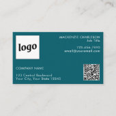 Carte De Visite Logo simple et texte QR Code Turquoise vert (Devant)