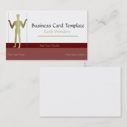 Carte De Visite Logo Simple Gold Long Man (Devant / Derrière)