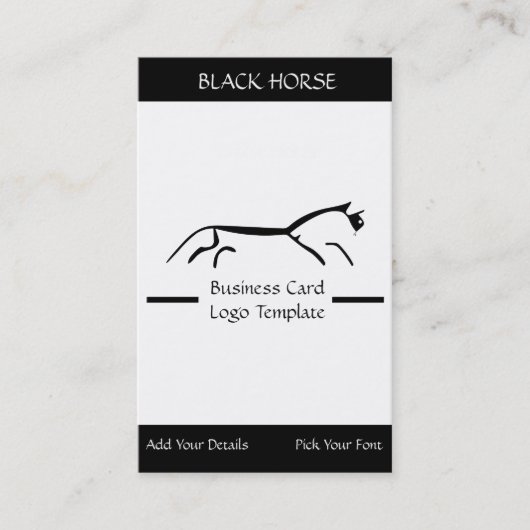 Carte De Visite Logo simple Logo - Modèle du logo Black Horse (Devant)