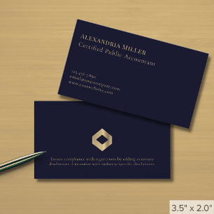 Carte De Visite Logo simple moderne Dark Navy Blue Gold