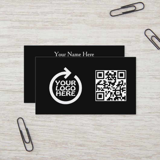 Carte De Visite Logo simple moderne professionnel avec code QR (Devant/Arrière en situation)
