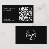 Carte De Visite Logo simple moderne QR Code noir (Devant / Derrière)
