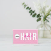 Carte De Visite Logo Simple Moderne Rose Pâle Coiffeuse Blanche (Debout devant)