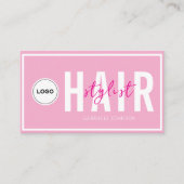 Carte De Visite Logo Simple Moderne Rose Pâle Coiffeuse Blanche  (Devant)