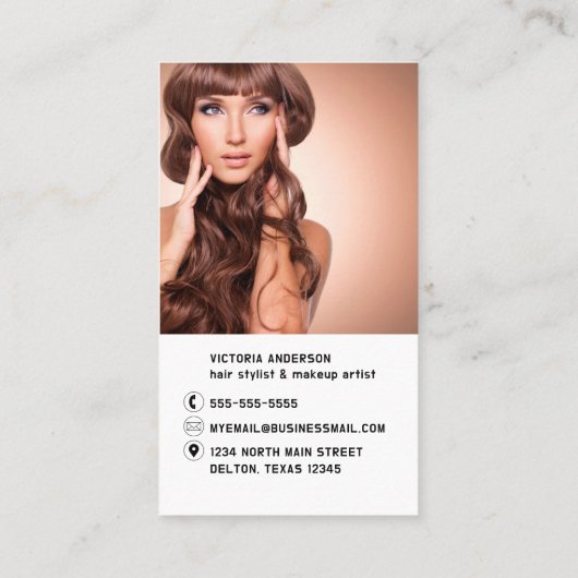 Carte De Visite Logo simple Noir Blanc moderne Photo Code QR (Dos)