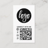 Carte De Visite Logo simple Noir Blanc moderne Photo Code QR (Devant)