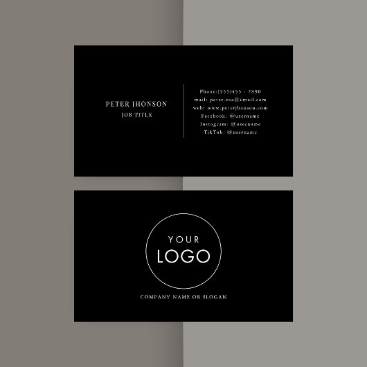Carte De Visite Logo simple noir et blanc de l'entreprise de média
