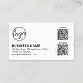 Carte De Visite Logo simple Noir et Blanc moderne QR Code (Devant)