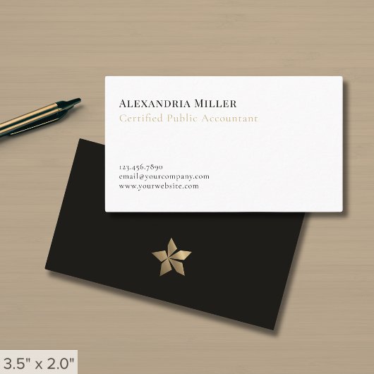 Carte De Visite Logo simple noir et blanc or
