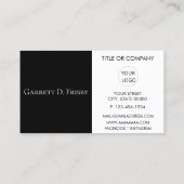 Carte De Visite Logo Simple Noir Et Blanc Qr Code Entreprise (Dos)