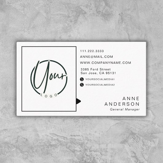 Carte De Visite Logo simple personnalisé Blanc professionnel