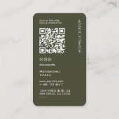 Carte De Visite Logo simple professionnel Dark Green Army moderne (Dos)