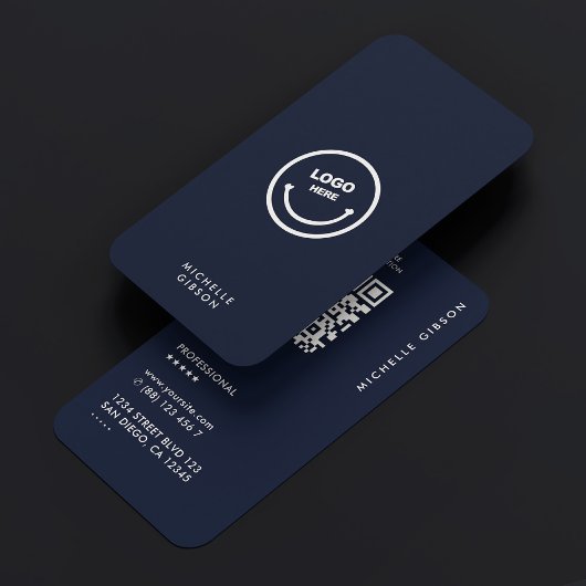 Carte De Visite Logo simple professionnel Dark Navy bleu moderne