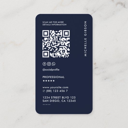 Carte De Visite Logo simple professionnel Dark Navy bleu moderne (Dos)
