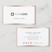 Carte De Visite Logo simple rose moderne de la société frontière o (Devant / Derrière)