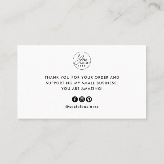 Carte De Visite Logo simple Social Media Heart Script Merci (Dos)