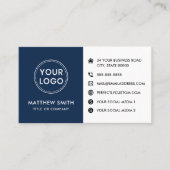 Carte De Visite Logo site social médias moderne marine bleu blanc (Devant)