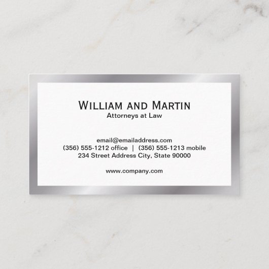 Carte De Visite Logo Skyscraper | Bordure métallique | Monogramme (Dos)