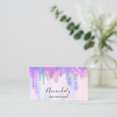 Carte De Visite Logo Soap Holographe Driving Cosmetics Nails rose  (Debout devant)