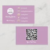Carte De Visite Logo Social Media Gold QR Code Gold Lavender (Devant / Derrière)