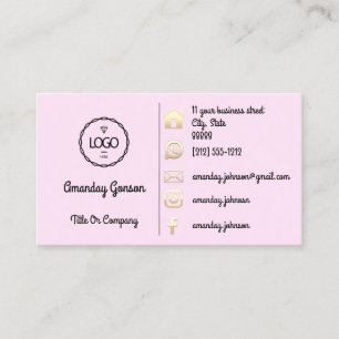 Carte De Visite Logo Social Media Gold QR Code personnalisé rose