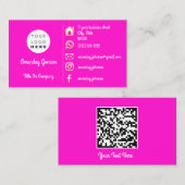 Carte De Visite Logo Social Media Gold QR Code Pink Gold (Devant / Derrière)