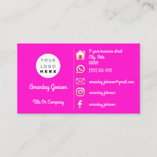 Carte De Visite Logo Social Media Gold QR Code Pink Gold