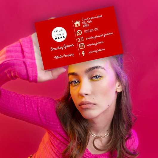 Carte De Visite Logo Social Media Gold QR Code Red Gold