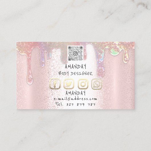 Carte De Visite Logo Social Media Logo QR Code Rose Soap Drip (Dos)