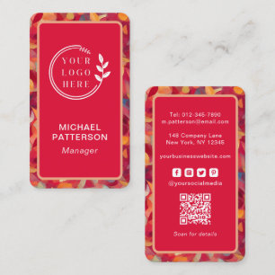 Carte De Visite Logo Social Media QR Code Modern Red Corporate