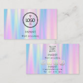 Carte De Visite Logo Social Media QR Code Or Holographe Bleu (Devant / Derrière)