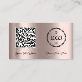 Carte De Visite Logo Social Media QR Code Photo Custom Rose Blush (Dos)